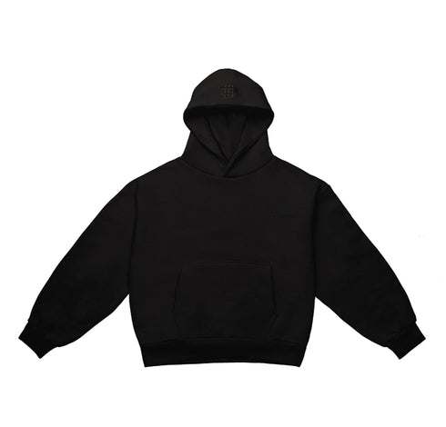 Chaos Black Boxy Hoodie with Embroidery